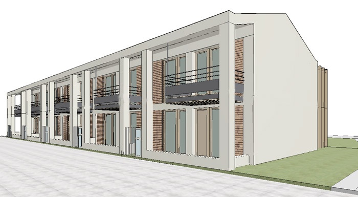 5 maisons en bande dans une arène privée