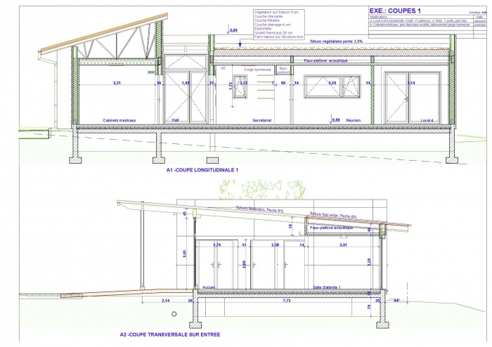 Maison mdicale : Plan coupes