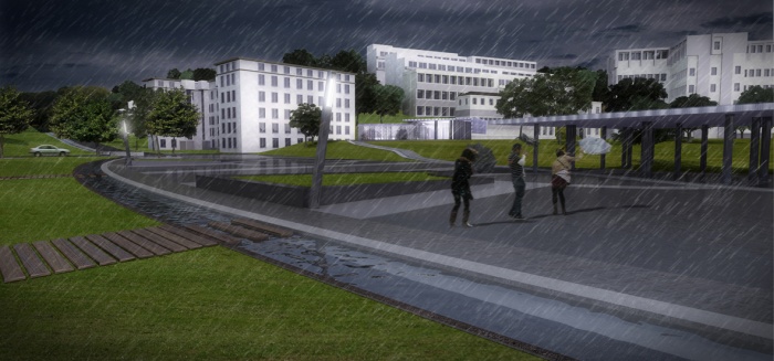 Vallon de Rochecardon, une histoire, des hommes, au milieu coule la rivire : Place de march sous un orage d't