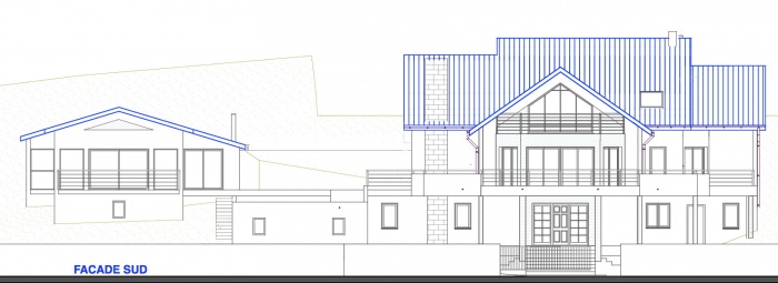 Maison DE, annexes et piscine couverte : Façade