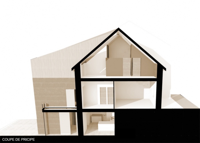 Extension et rhabilitation d'une maison : COUPE