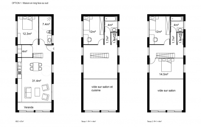 Maison M : Option 1: Plans